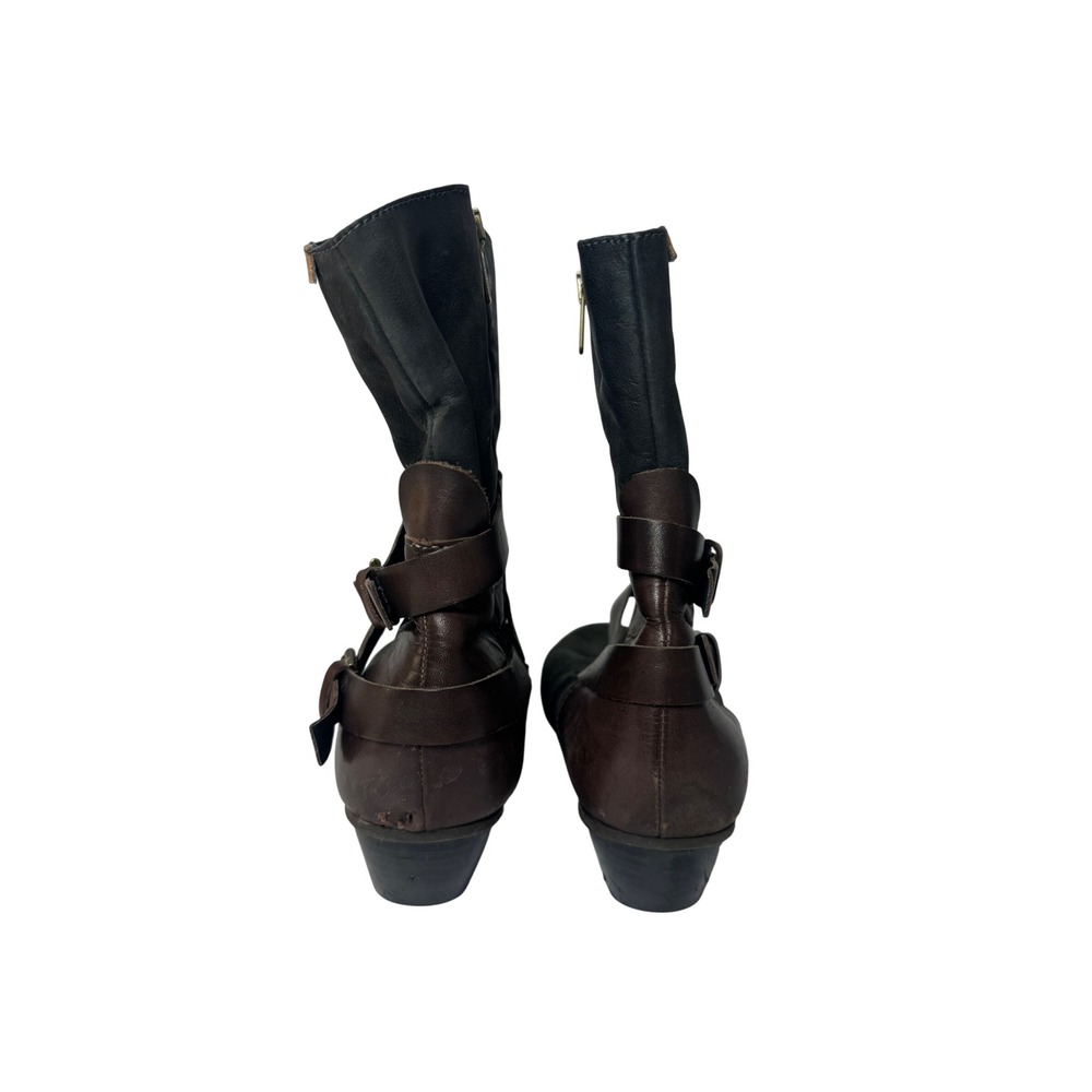 Pikolinos Women Black Brown‎ Leather Multi Strap Buckle Ankle Boots Size 40 - Picture 4 of 7
